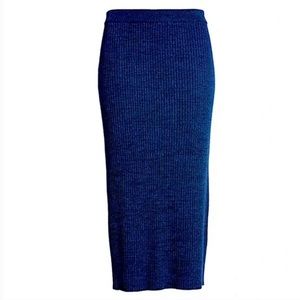 Open Edit Black/Blue Midi Skirt NWT